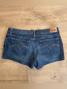 Levi's Dark Blue Denim Jean Shorts with Signature Back Pockets